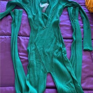 Green Knit Jumpsuit